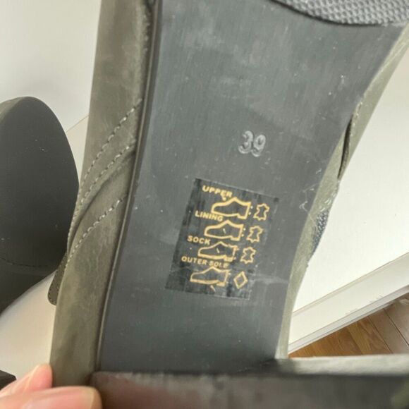 Mint Velvet Leather Grommet Accent Ankle Boots 39 Gray - Picture 8 of 13